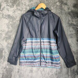 Burton Men's Jacket Fairisle Striped Size M Mesh Lined Navy Blue Water Resistant